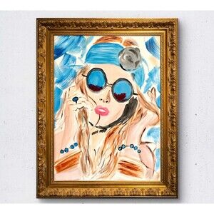 WS original hippie chic painting 12X16 canvas acrylic abstract modern fine art